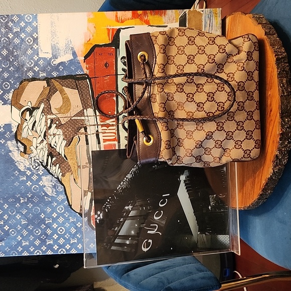 Gucci Canvas/Leather Logo Shoulder Bag Rare - Picture 1 of 17